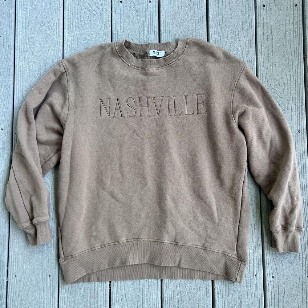 Nash Crewneck Brown Nashville Embroidery Cotton-Size M